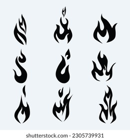 conjunto de llamas de fuego ilustración vectorial de icono 