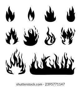 Feuer, Flammen. Vektorsymbole