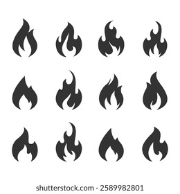 Set of fire flames vector icons stock illustration