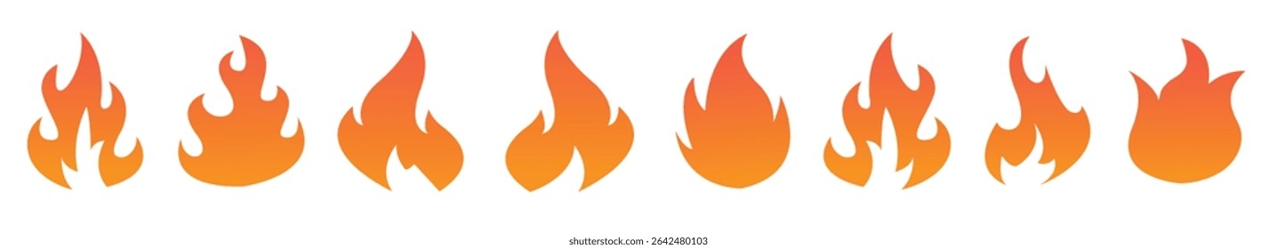 Set of fire flames vector illustration