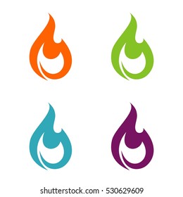 Set Fire Flammable Logo Template Illustration Design. Vector EPS 10.