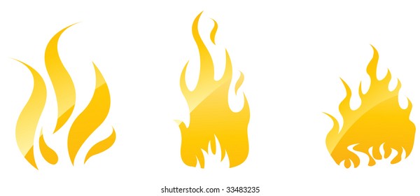 Set of fire glossy icons for your designs