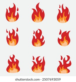 set of fire good for sticker, patter design, logo, icons, etc