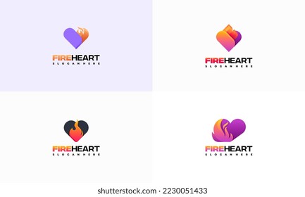 Set Set Set Set Set Set Brandheart Logo Designs Konzept Vektorgrafik, Logo-Symbol Love Fire Logo Symbol