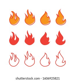 Set of fire icon design template vector isolated