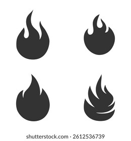Set of Fire icon. Fire flame symbol isolated on white background
