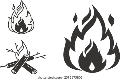 a set of fire icon illustration in vector 