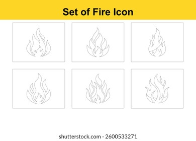 Set of Fire Icon Line Art Vector Illustration