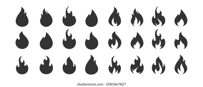 Set of Fire icon vector. Fire flame symbol. Flame icon collection