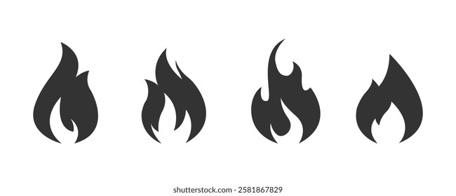 Set of Fire icon vector. Fire flame symbol. Flame icon collection