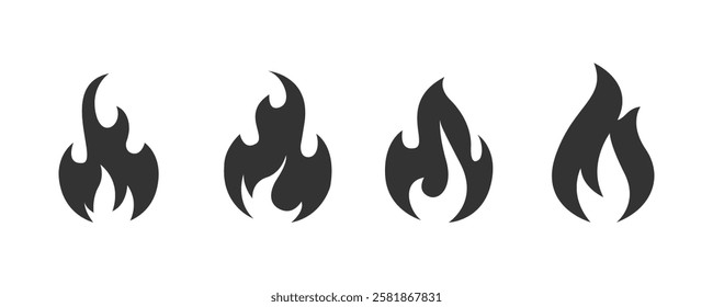 Set of Fire icon vector. Fire flame symbol. Flame icon collection