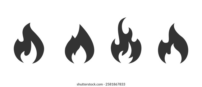 Set of Fire icon vector. Fire flame symbol. Flame icon collection