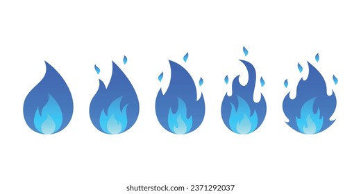 Conjunto de ilustración vectorial de icono de fuego. Llama sobre un fondo aislado. Concepto de la señal de fuego.