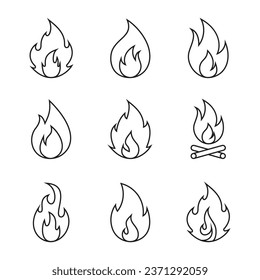 Set of fire icon vector illustration. Flame on isolated background. Bonfire sign concept.
