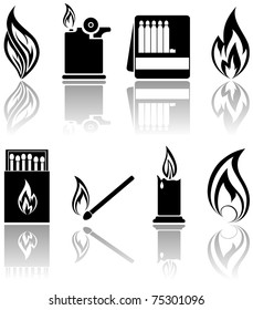 Set of a fire icons, illustration