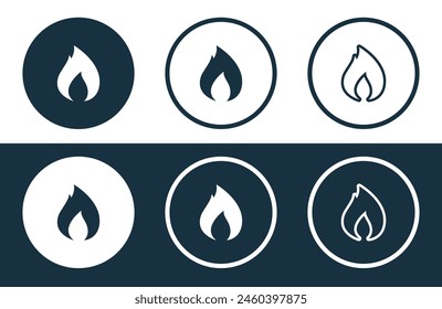 Set of Fire icons isolated flat and outline style vector illustration