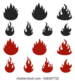 Set of fire icons isolated on white background. Vector illustration