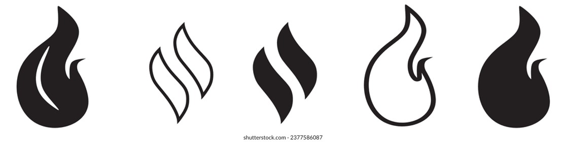 Set of fire icons. Logos flame. Vector illustration.