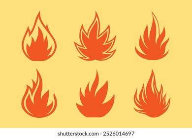 Set of Fire Icons in Various Shapes
