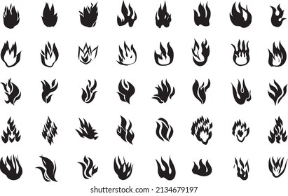 set of fire icons vector