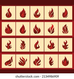 set of fire icons vector