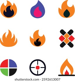 Set of fire icons vector illustration.