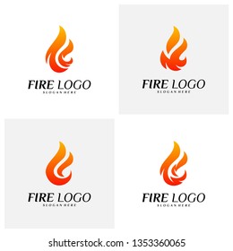 Set of Fire Logo Design Concepts. Flame Logo Template Vector. Icon Symbol