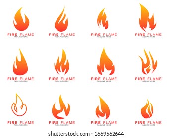 Set von Feuer Logo mit modernem Konzept. Vektorillustration Symbol Branddesign. Illustration