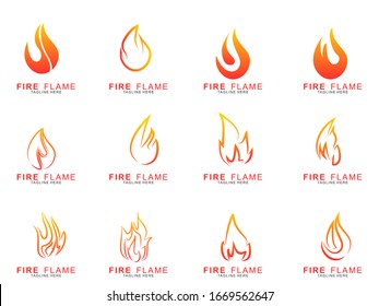 Set of Fire logo with modern concept. Vector icon fire design. Illustration