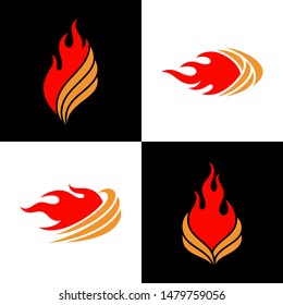 set of fire logo.flat style.flame vector illustration.modern design template