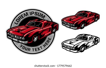 set of fire muscle car logo badge