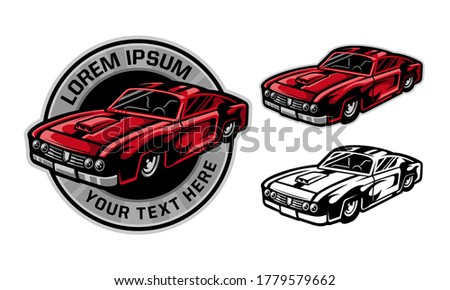 set of fire muscle car logo badge