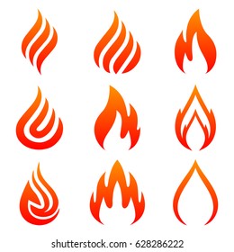 Set of fire. Nine flame. Icon illustration for design - stock vector