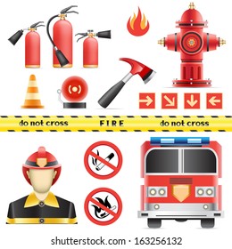 Set Fire Objects Isolated On White Stock Vector (Royalty Free ...