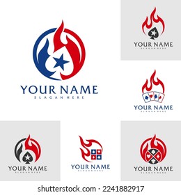 Set of Fire Poker logo vector template, Creative Poker logo design concepts