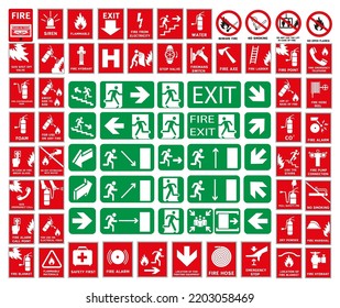 Set of fire safety signs. Collection of warning signs. Fire danger signs. Warning signs.