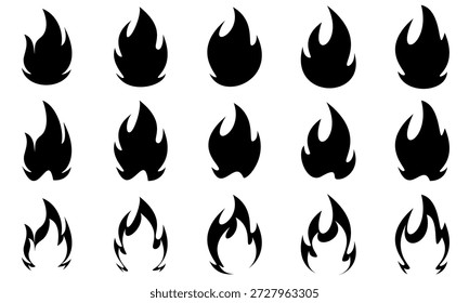 set of fire sign imagination doodles, isolated white background.vector
