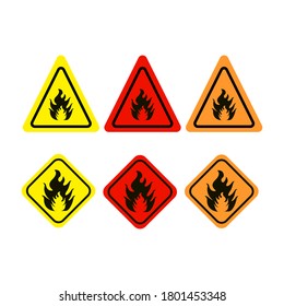 Set of fire sign on white background