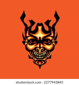 set of fire skull vector isolated on orange background