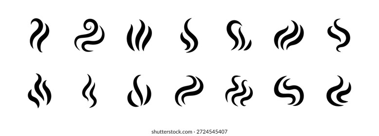 Un conjunto de vapor de fuego o línea de humo doodle dibujado a mano conjunto. oler las ondas de la comida o café y bebidas estilo sketch. eps 10