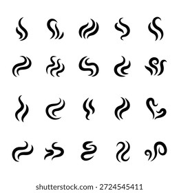 A set of Fire steam or Line smoke doodle hand drawn set. smell waves from food or coffee and beverages sketch style . eps 10