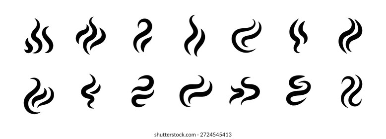 A set of Fire steam or Line smoke doodle hand drawn set. smell waves from food or coffee and beverages sketch style . eps 10