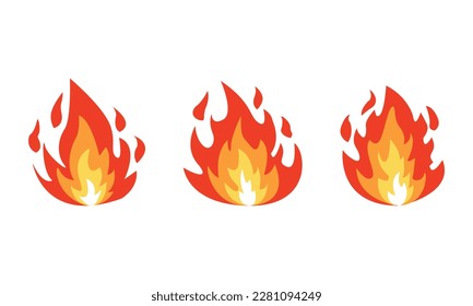A set of fire symbol icon vector illustration isolated on white background - Shutterstock ID 2281094249