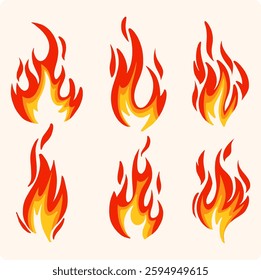 Set Fire symbol icon vector illustration.