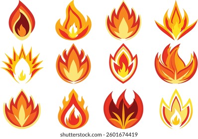 Set of fire vector art, fire logo, fire icon