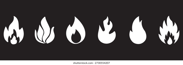 Set of fire, vector silhouettes of fire, silhouette set of flame, set of fire icons, srt of flame icons