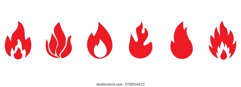 Set of fire, vector silhouettes of fire, silhouette set of flame, set of fire icons, srt of flame icons