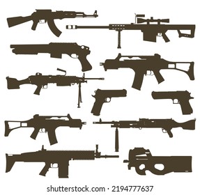 Set Of Firearms Silhouettes (11 Pieces)