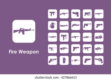 Set of firearms simple icons