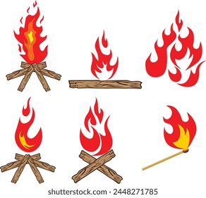 Set of firecamp vector icon